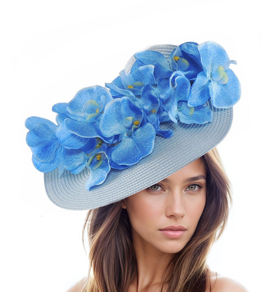 Powder Blue Dusky Blue Ladies Ascot Tea Party Fascinator Headband Womens Kentucky Derby Hats Headpiece Ladies Day Headwear Occasion Wedding