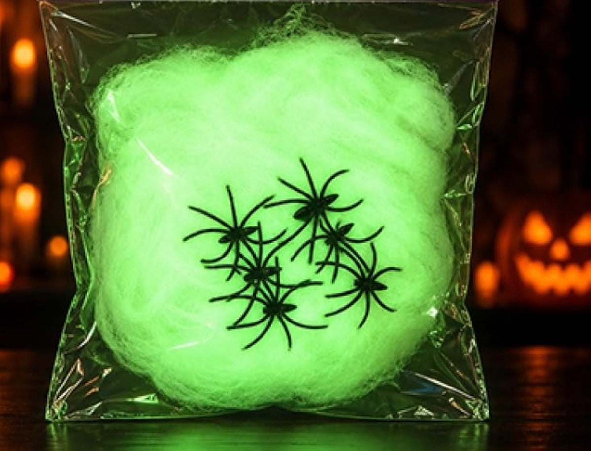Glow in the Dark Spider Web Halloween Decoration 58g