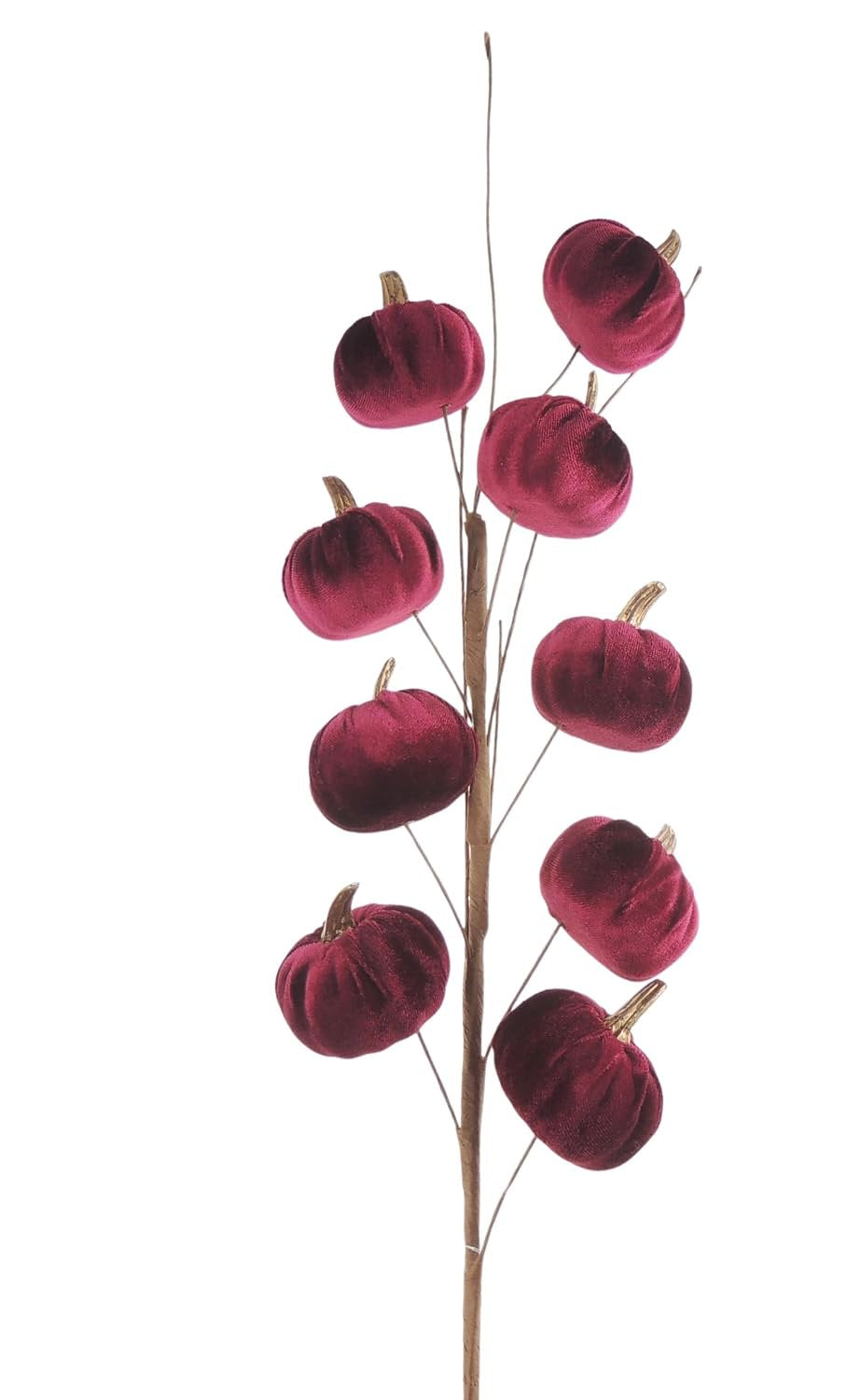 CRESSIDA Autumn Fall Velvet Pumpkin Spray Stem 66cm with 9 Pumpkins