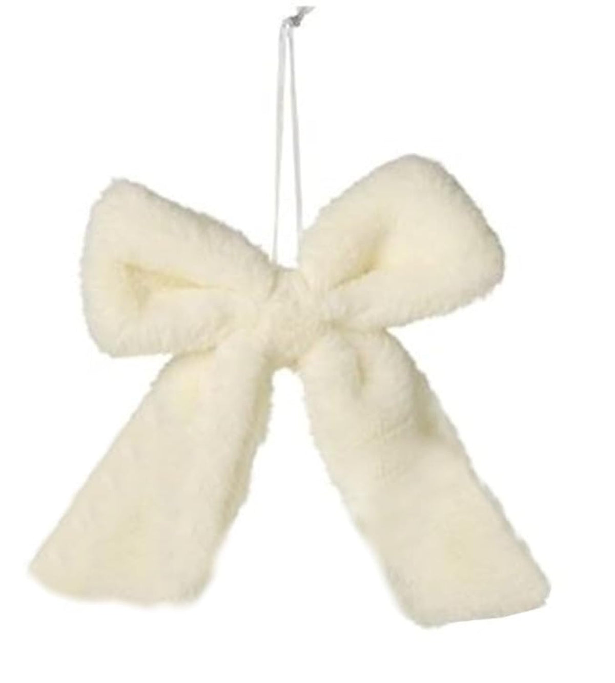 Large Fluffy Plush Hanging Bow Christmas Tree Ornament 20x25cm