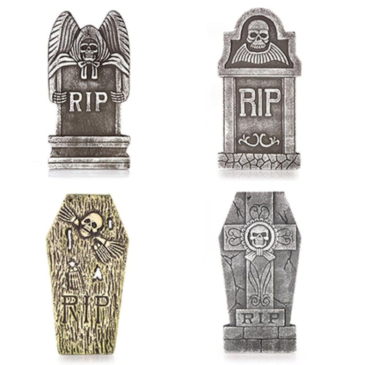Halloween RIP Tombstone Decorations  Set of 4, Lightweight