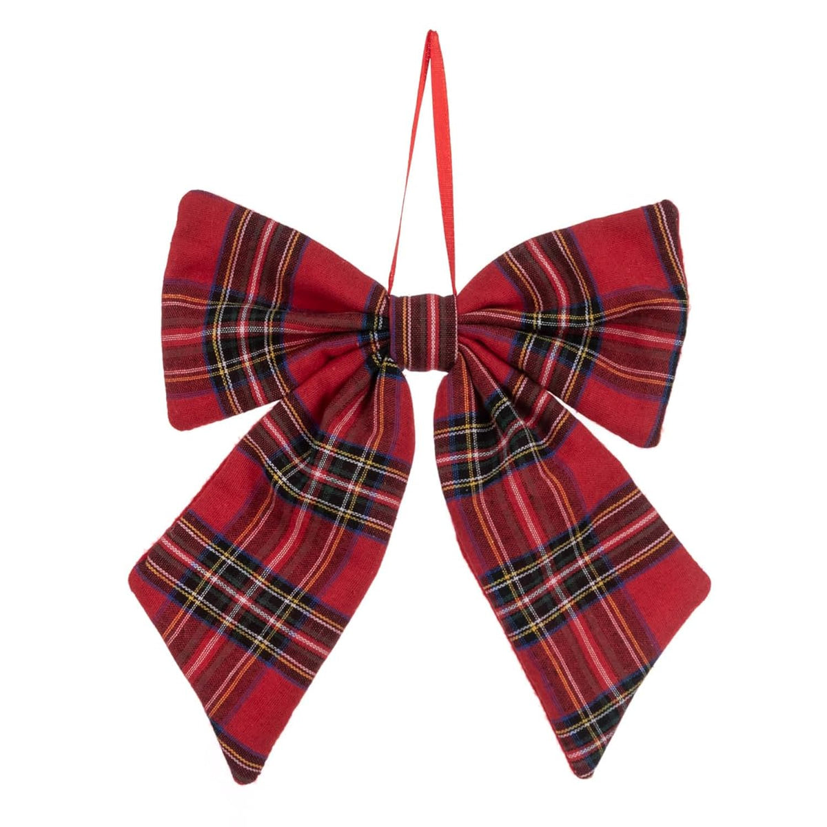 Large Tartan Bow Christmas Decoration 25cm Plaid