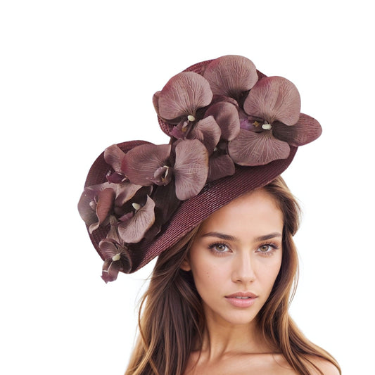 Wine Burgundy Maroon Ladies Ascot Tea Party Fascinator Headband Womens Kentucky Derby Hats Headpiece Ladies Day Headwear Occasion Wedding