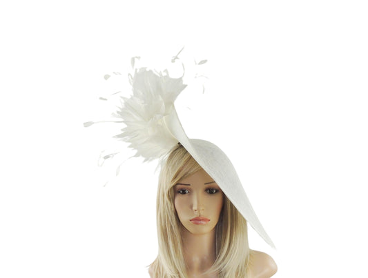 White Fascinator Hat Headpiece Kentucky Derby Ascot Wedding Race Days Ladies Special Occasion Tea Party Luncheon Mother Bride Breeders Cup