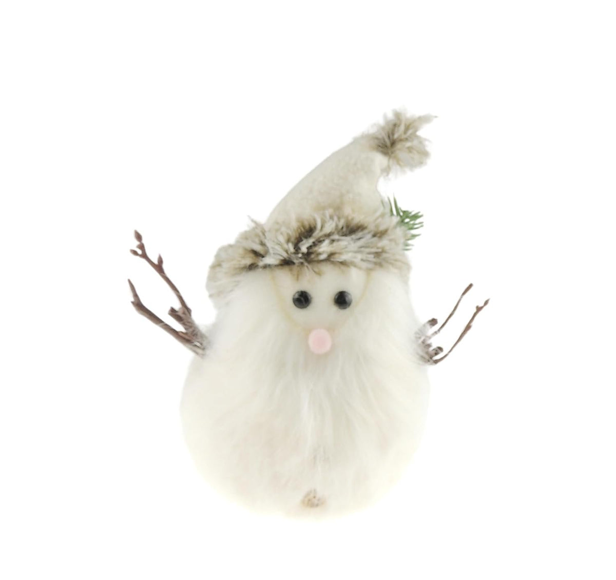 White Fluffy Snowman Tabletop Shelf Figure 17cm Christmas Ornament