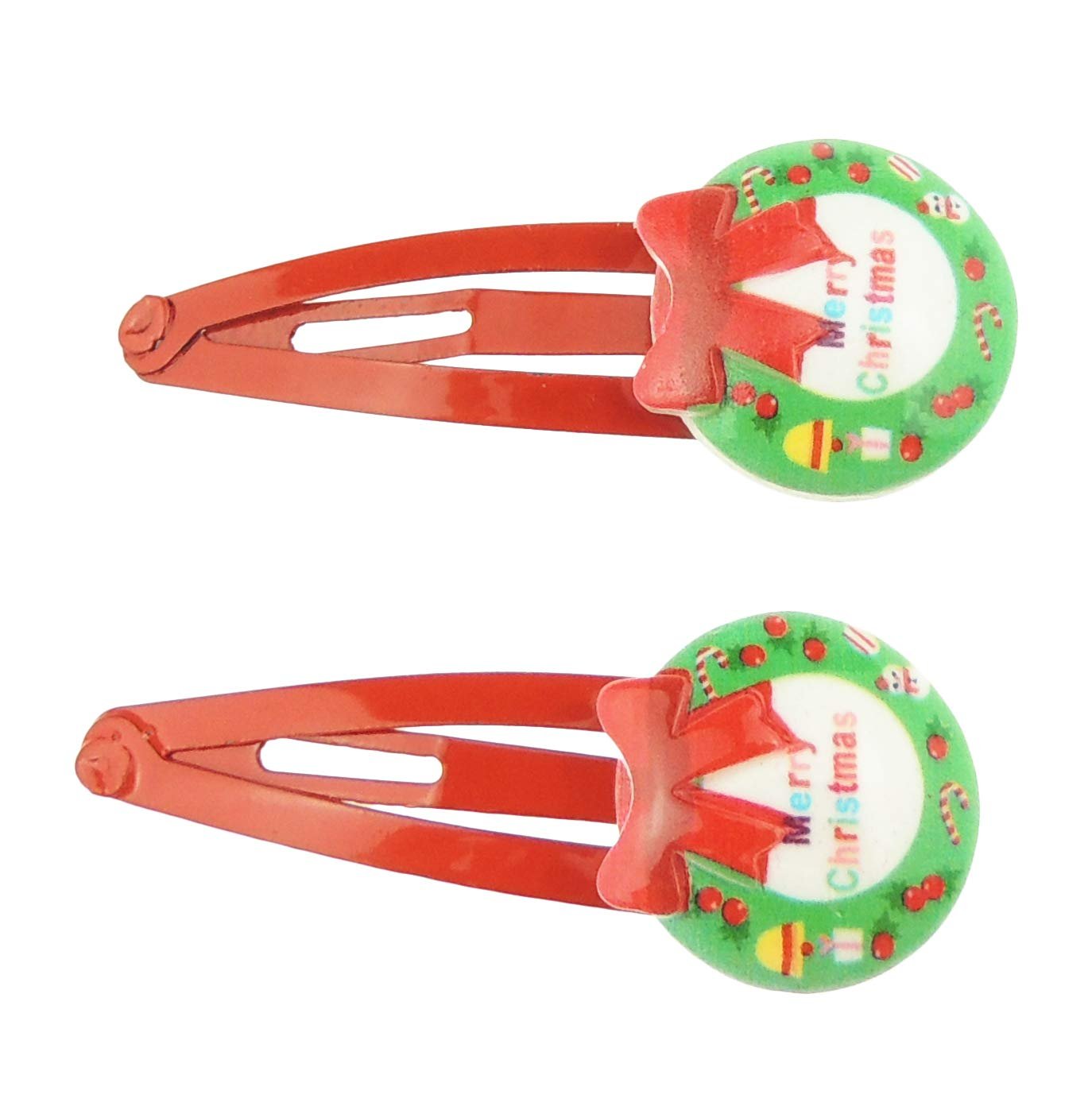 Girls Womens Toddler Baby Kids Christmas Snowman Santa School Clips Barrettes Bobbles Accessories Hair Sectioning Fine Thick Grips Slides Grips Clips Sleepies Snap Bendies SET of 2