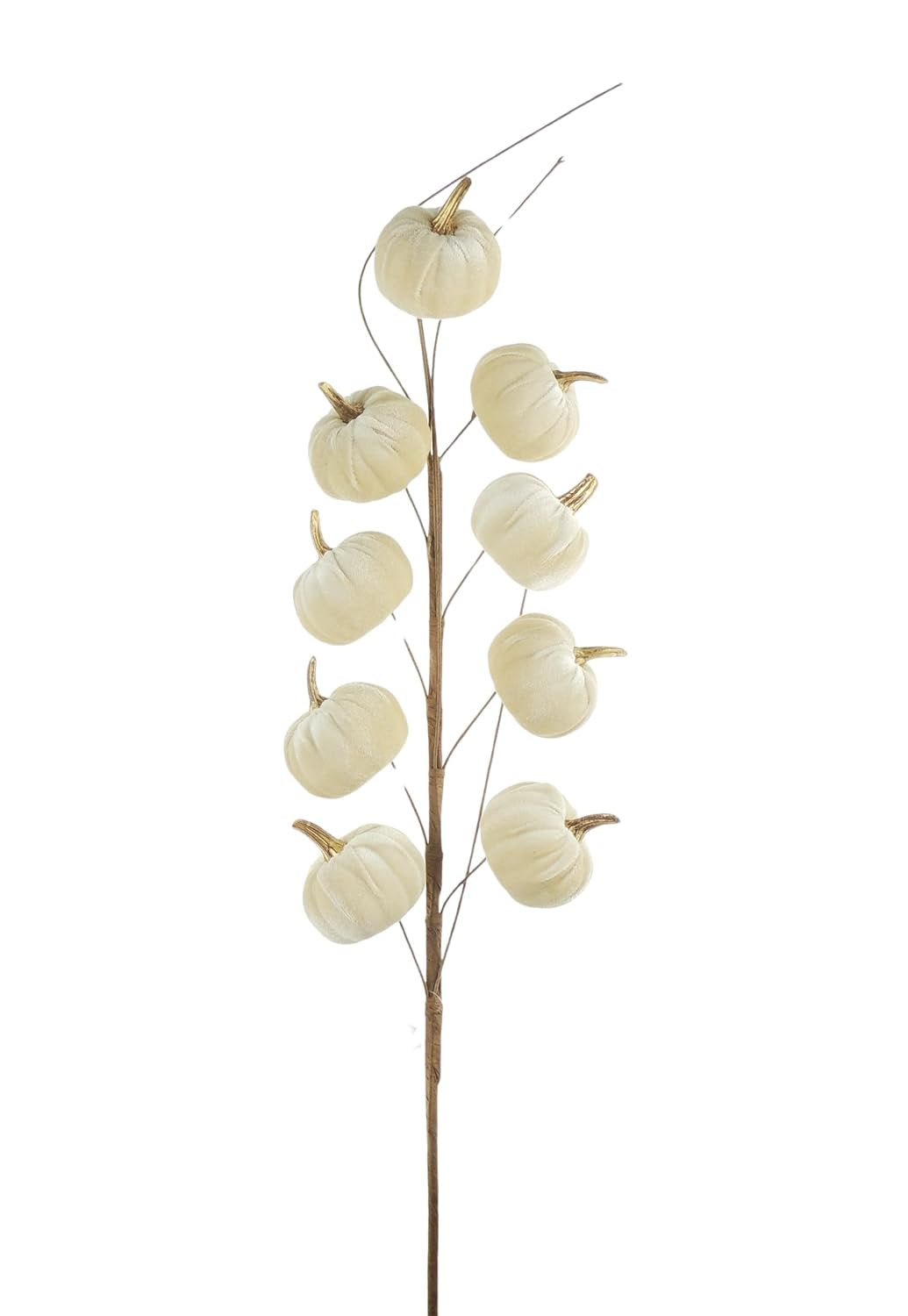 CRESSIDA Autumn Fall Velvet Pumpkin Spray Stem 66cm with 9 Pumpkins