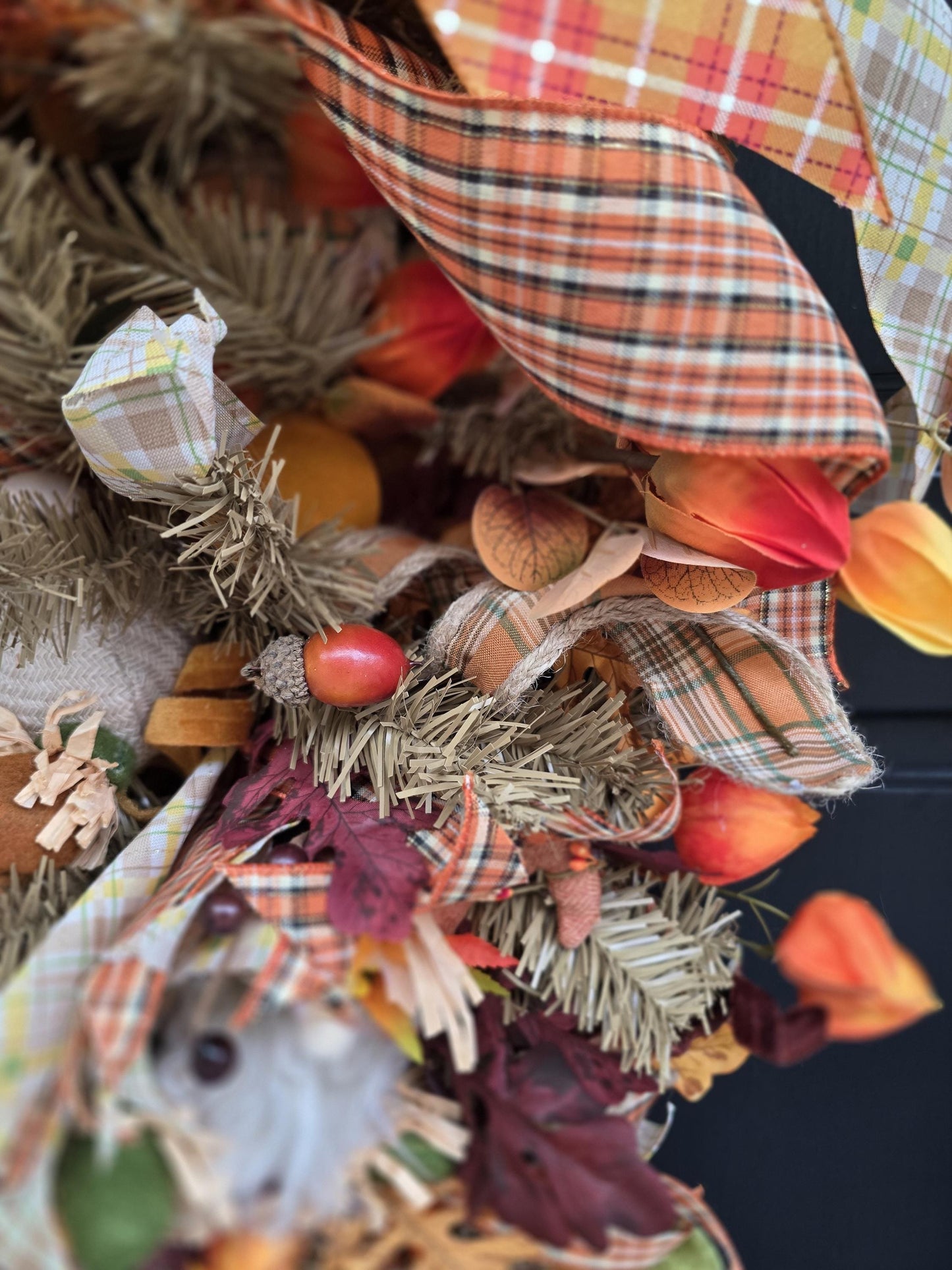 XL Autumn Fall Orange Harvest Front Door Wreath Luxury Teardrop Rustic Wall Porch Hanger House Home Decor Decorations Thanksgiving Glam Boho