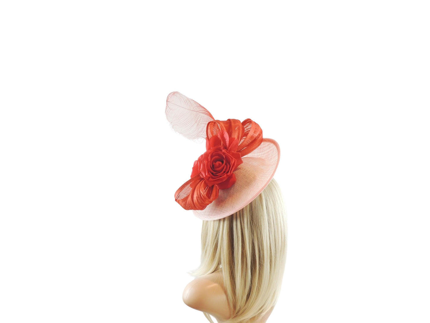 Candy Pink Red Saucer Disc Kentucky Derby Fascinator Hat Royal Ascot Wedding Hatinator Cocktail Formal Womens Races Tea Party Hats Custom