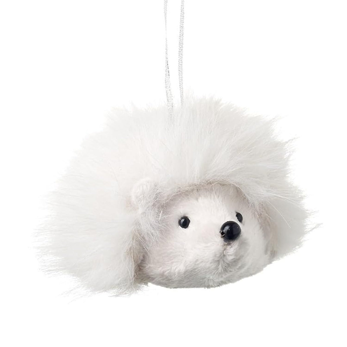 Winter White Fluffy Hedgehog Christmas Tree Hanging Ornament