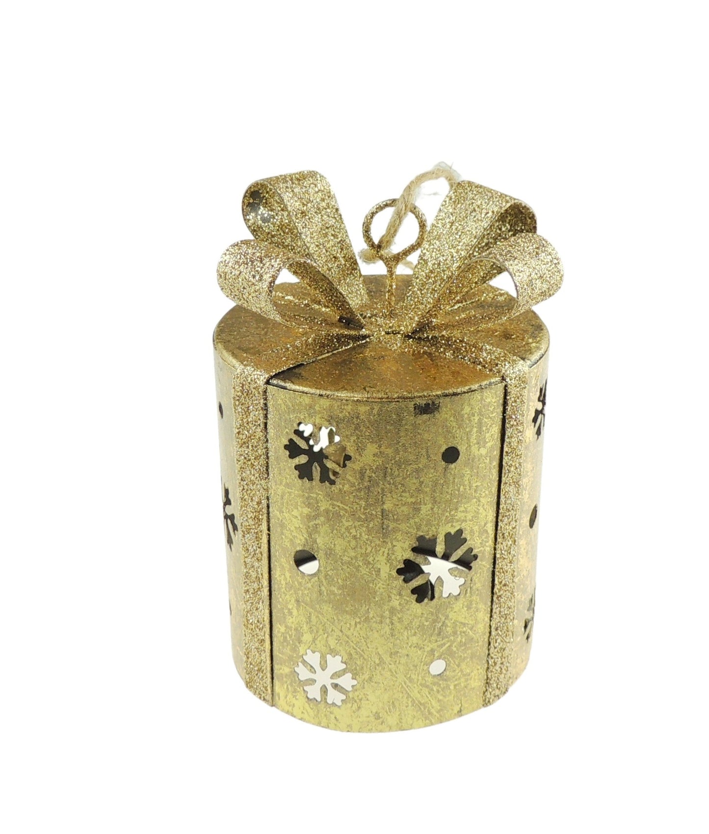 Sparkly Glitter Gold Bell Festive Snowflake Bow Hanging Acrylic Christmas Tree Bauble Present Ornament Xmas DecorHome Decoration