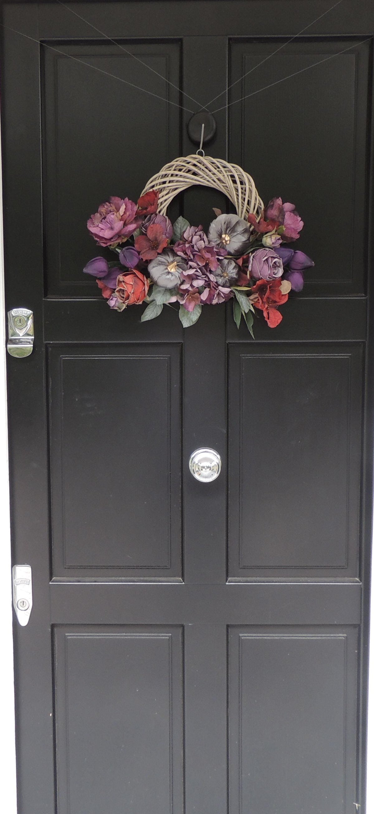 Mauve Autumn Pumpkin Wreath 45cm | Plum & Dusty Rose Fall Floral Wreath