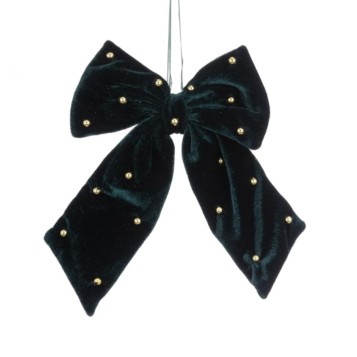 Plush Large Luxurious Hanging Gold Beaded Bow For Christmas Trees, Wreaths