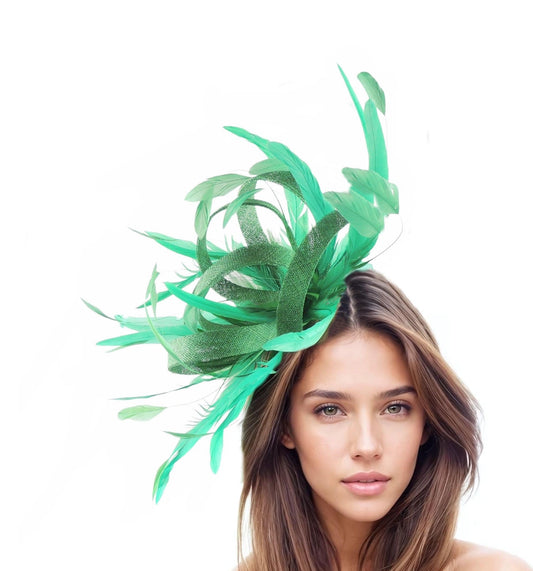 Emerald Green Kelly Statement Fascinator Hatinator Hat Kentucky Derby Oaks Ladies Royal Ascot Weddings Garden Cocktail Tea Parties Headpiece