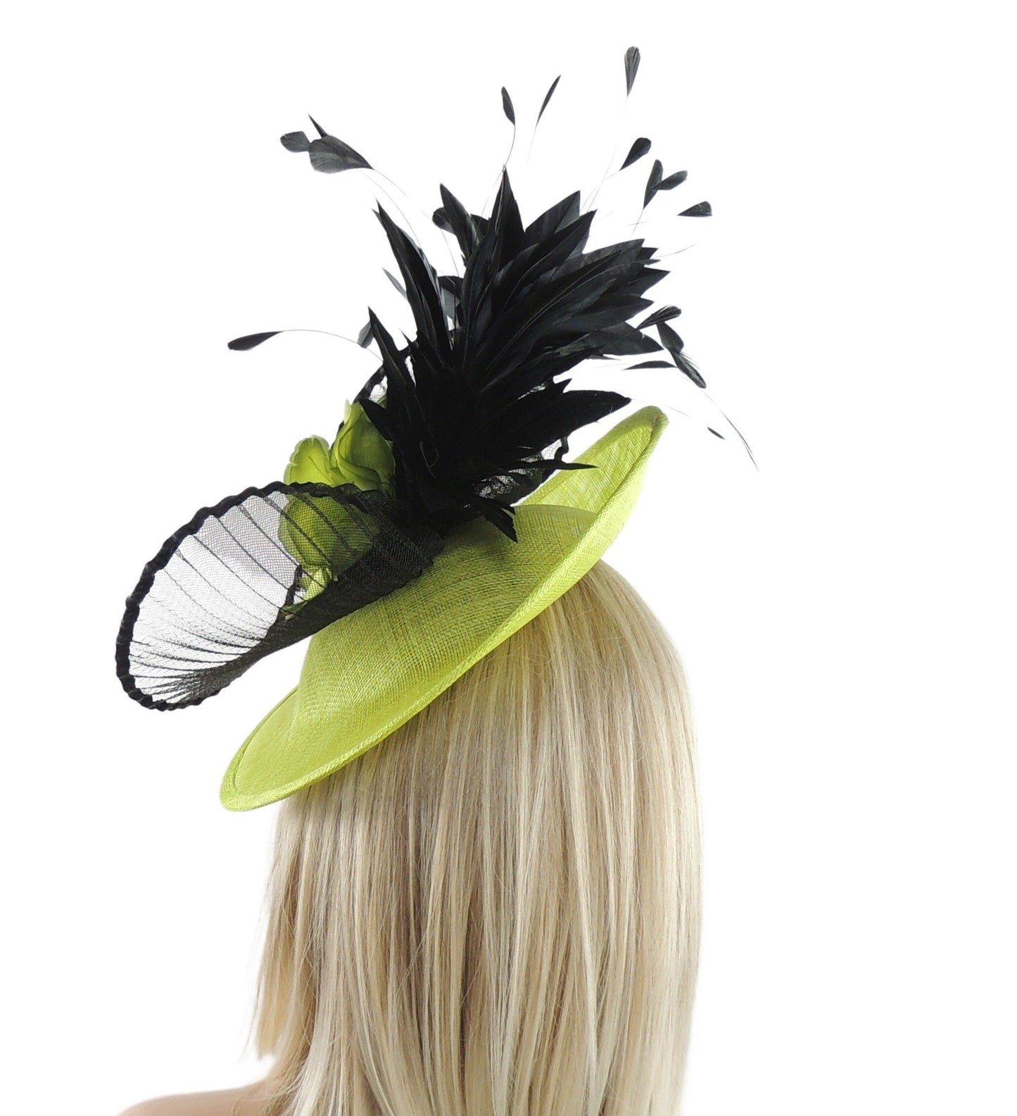 Black Lime Green Kentucky Derby Fascinator Hat Wedding Fascinators Cocktail Garden Party Royal Ascot Formal Occasion Day Woman