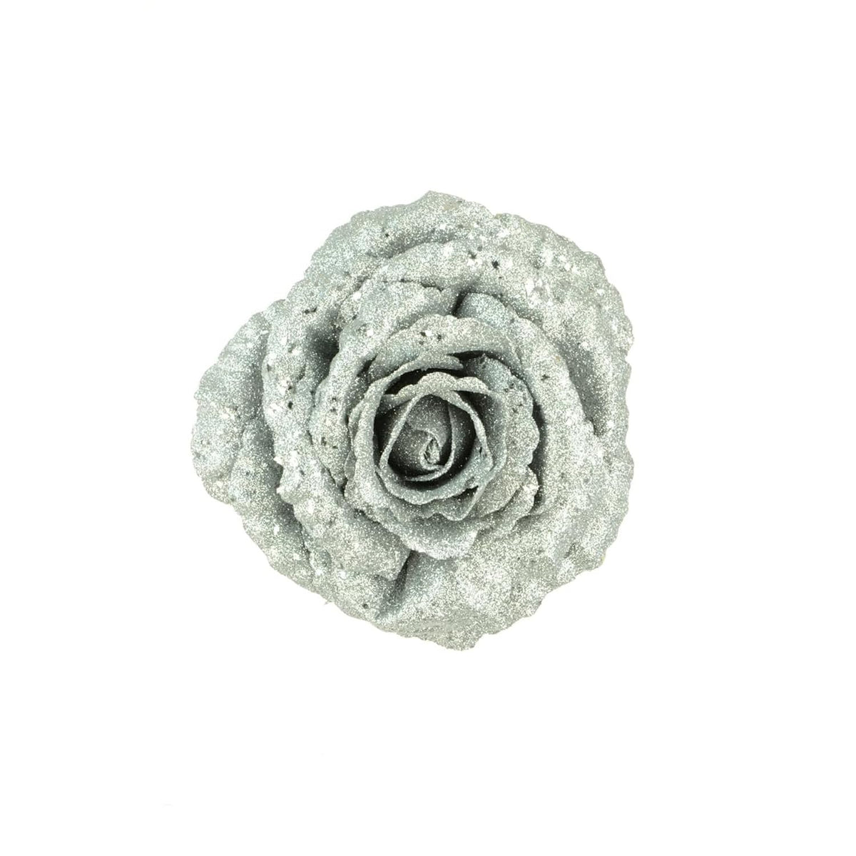 Very Large Glitter Rose Christmas Tree Clip Decoration