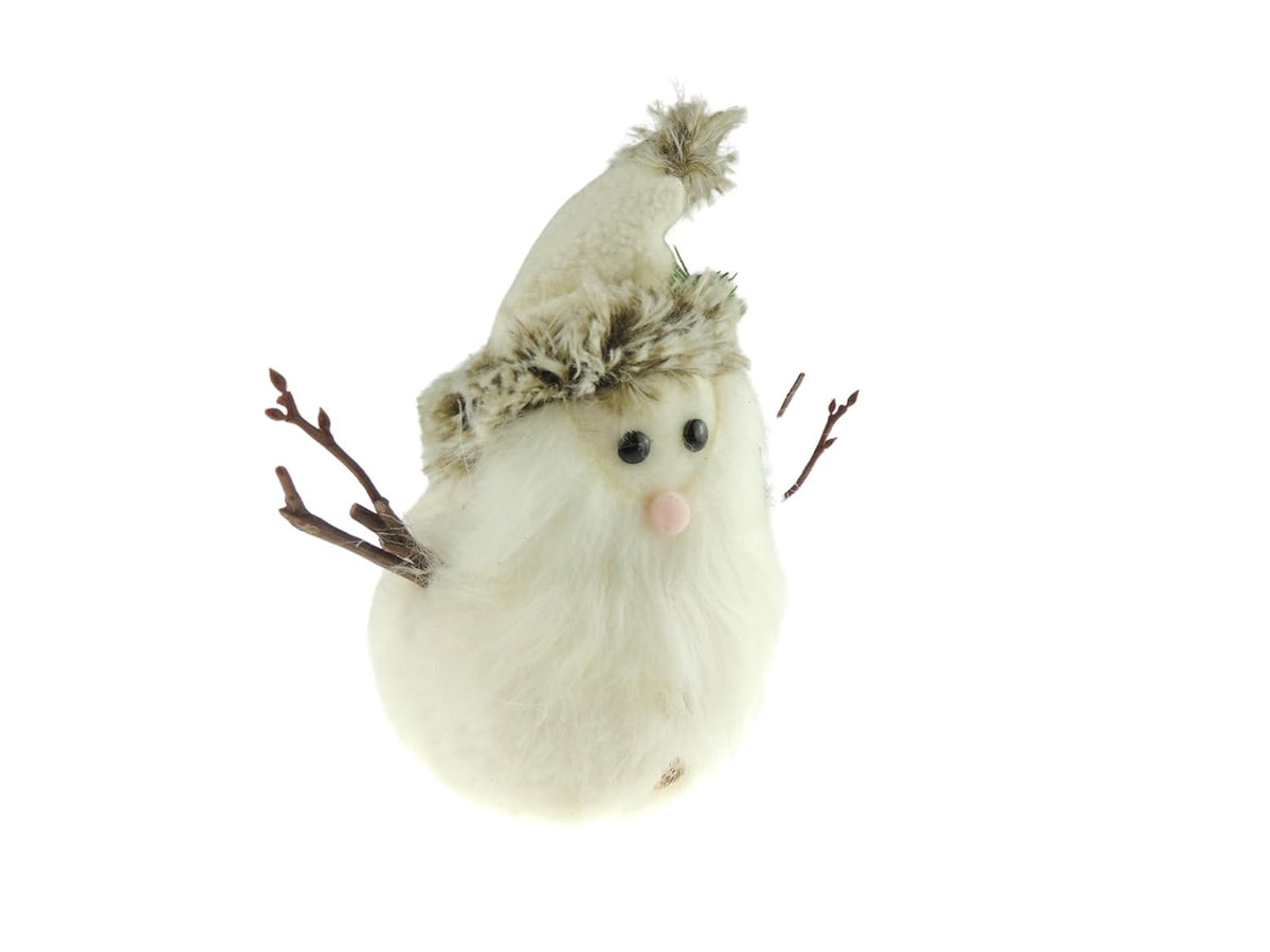 White Fluffy Snowman Tabletop Shelf Figure 17cm Christmas Ornament