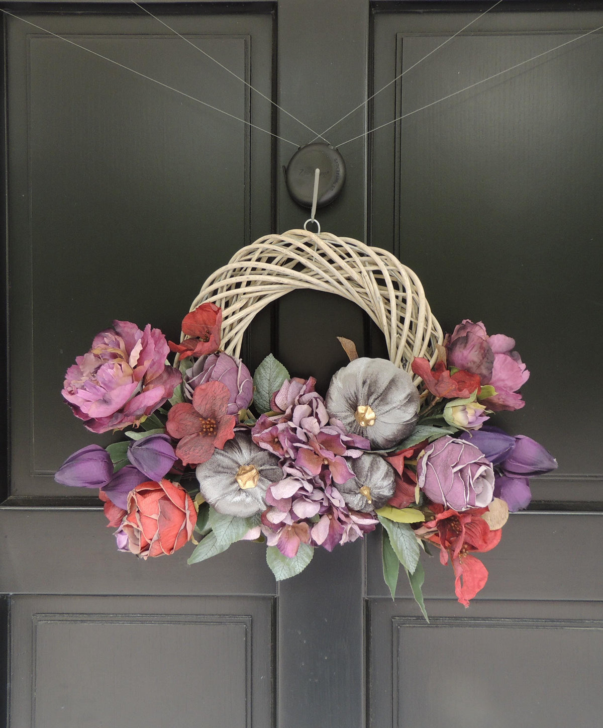 Mauve Autumn Pumpkin Wreath 45cm | Plum & Dusty Rose Fall Floral Wreath