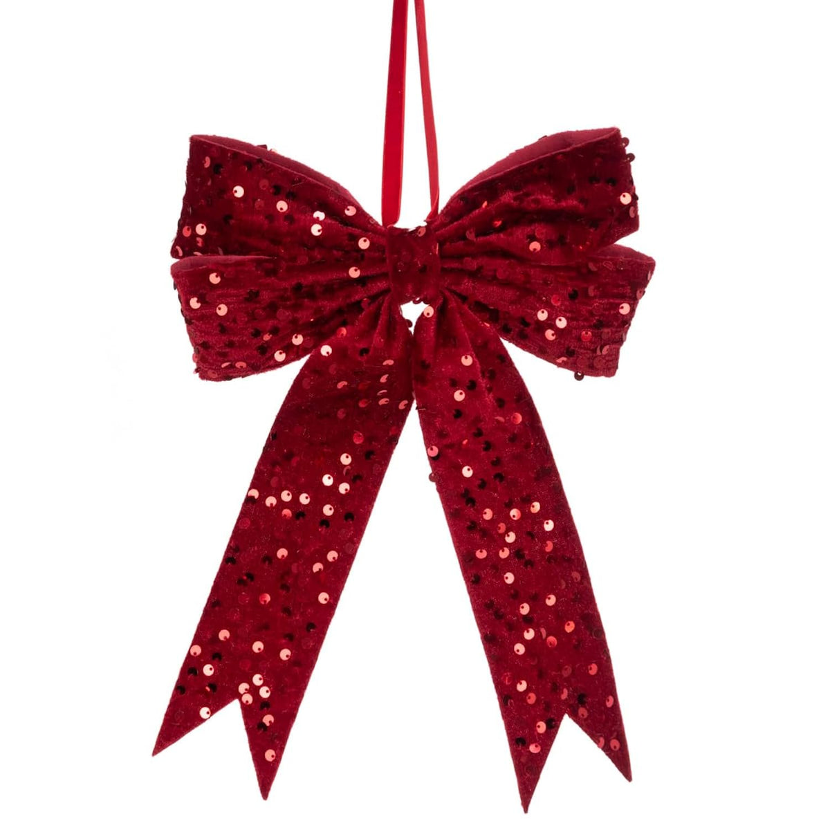 Large Velvet Sequin Christmas Tree Topper Bow 30cm