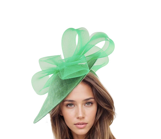 Emerald Kelly Green Saucer Disc Kentucky Derby Fascinator Hat Ascot Wedding Cocktail Formal Womens Tea Party Hat Church Horse Race Event