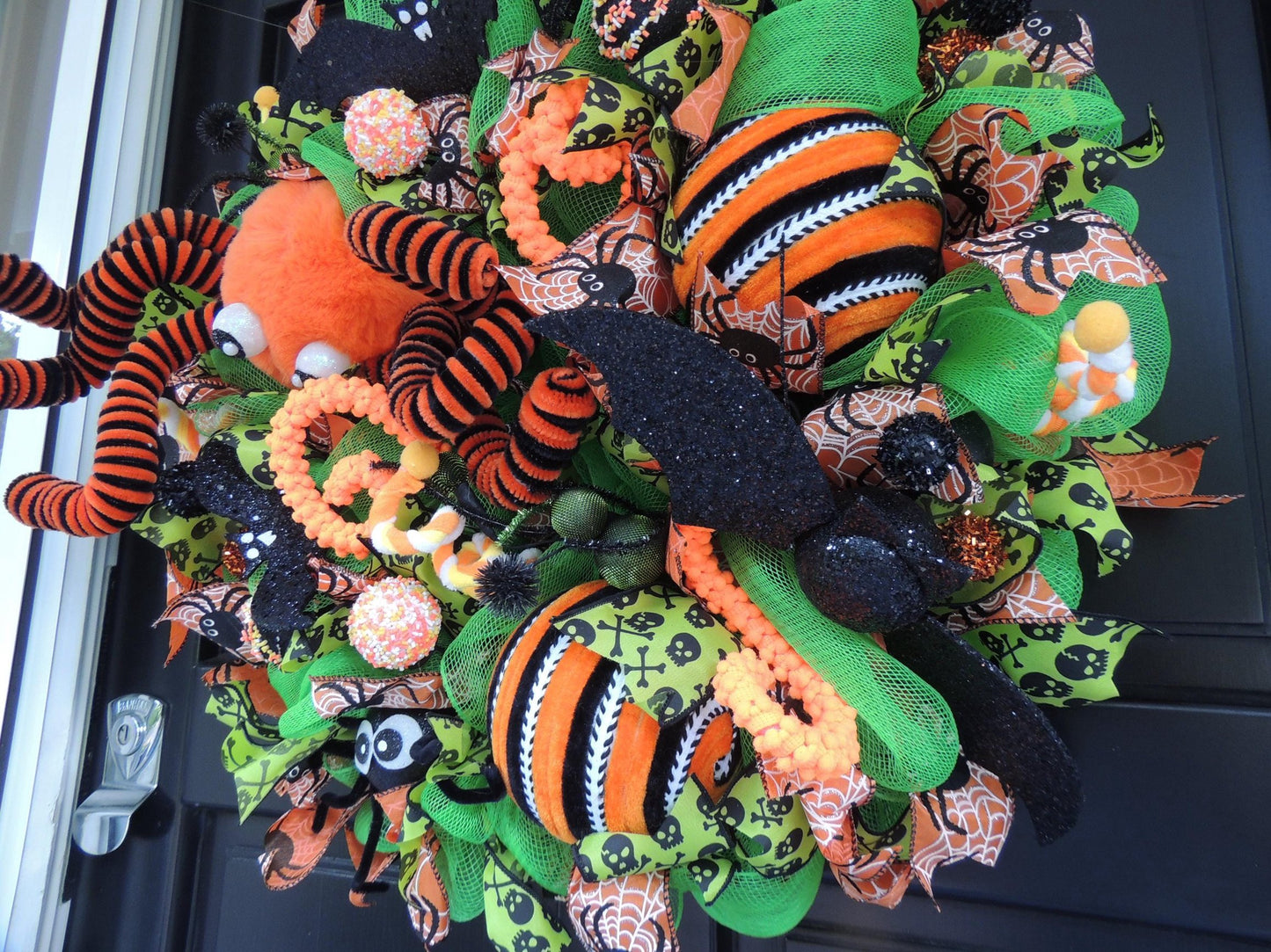 20" Halloween Wreath, Large Spider Wreath, Halloween Door Wreath, Spooky Halloween Decor, Front Door Wreath, Trick or Treat Decor