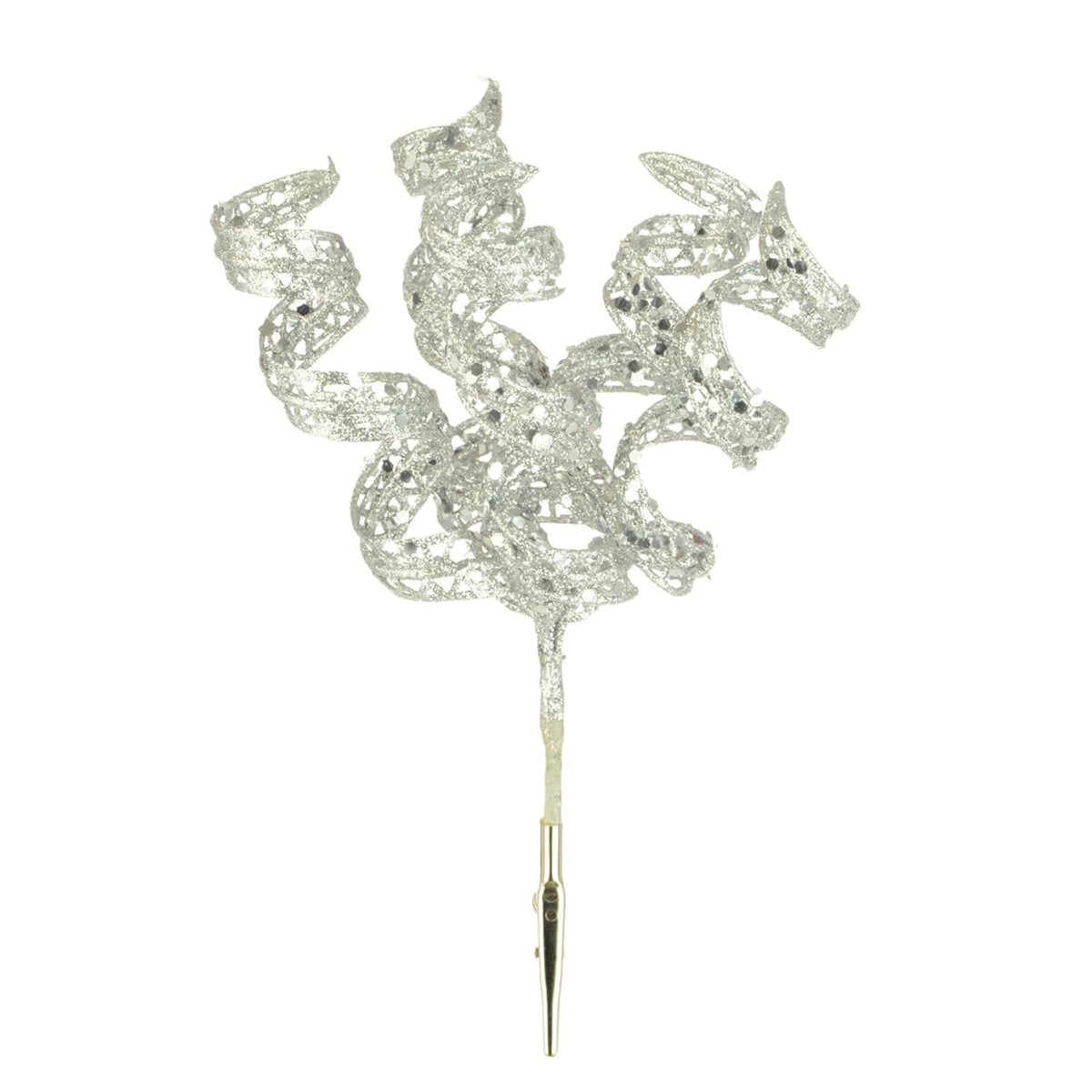 Glitter Curly Swirls Clip-On Christmas Tree Decoration