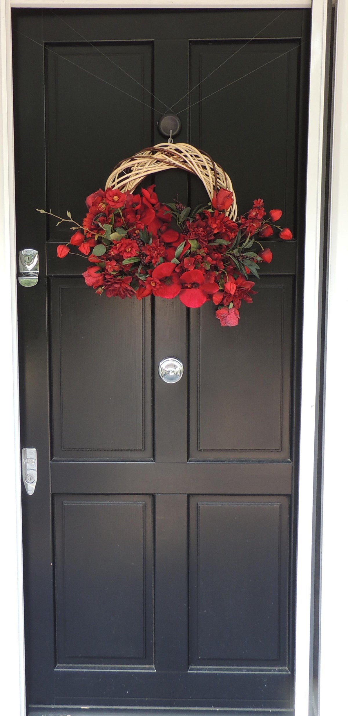 Red Floral Wreath 45cm | Rose & Hydrangea Year Round Front Door Wreath