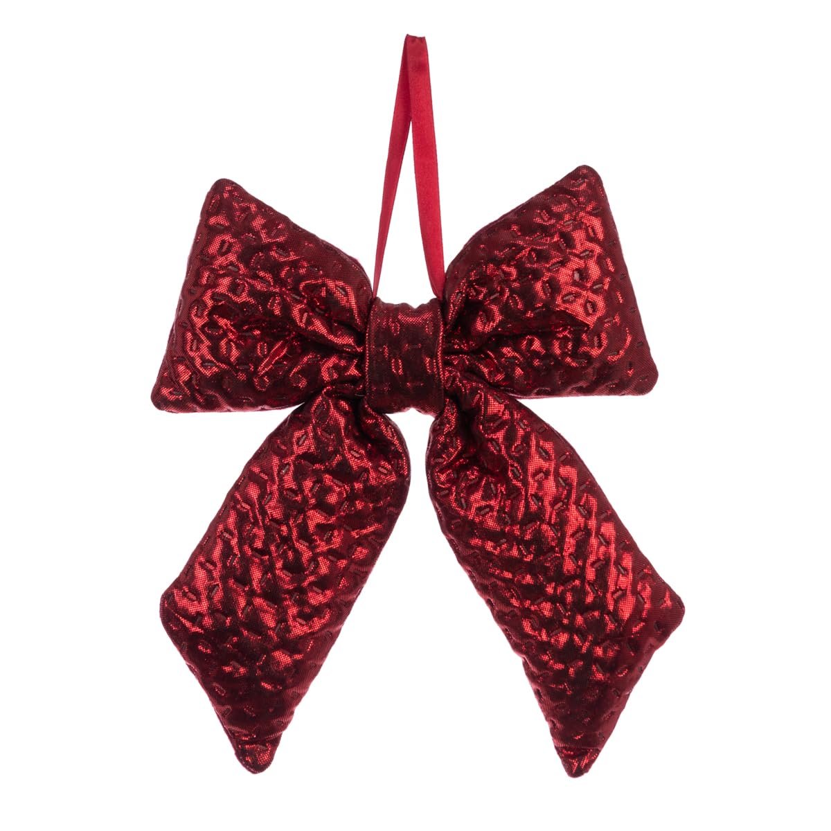 Metallic Red Festive Soft Bow Hanging Christmas Bow Xmas Decor Decoration