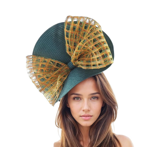 Teal Yellow Lime Orange Fascinator Hat Headband Kentucky Derby Oaks Weddings Royal Ascot Formal Occasions Hair Bridal Tea Party Cocktail Bow