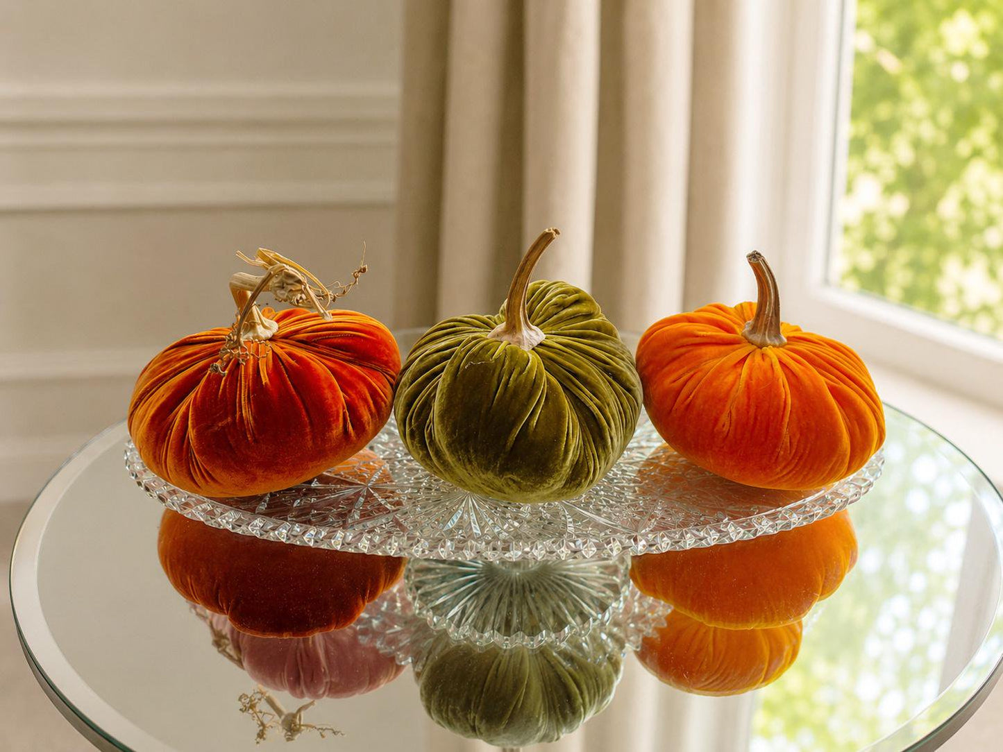 SET 3 X-SMALL Silk Velvet Harvest Pumpkins, Luxury House Decor, Autumn Home Decorations, Fall Table Bowl Fillers,Handmade Statement Pieces