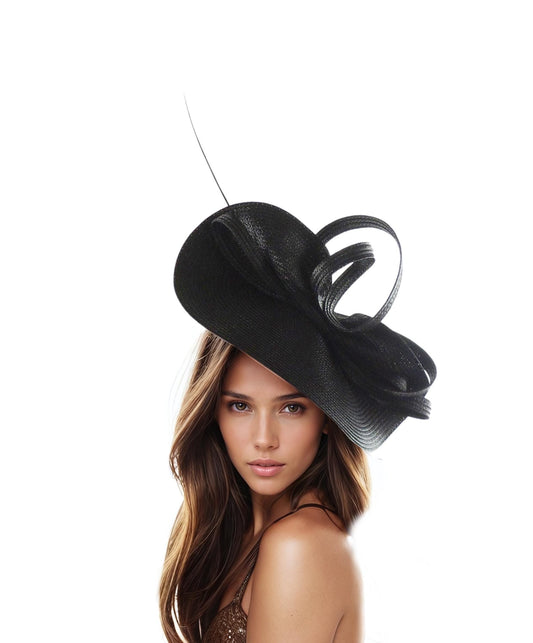 Black Noir Statement Fascinator Womans Hat Kentucky Derby Oaks  Ascot Weddings Garden Cocktail Tea Parties Church Hatinator