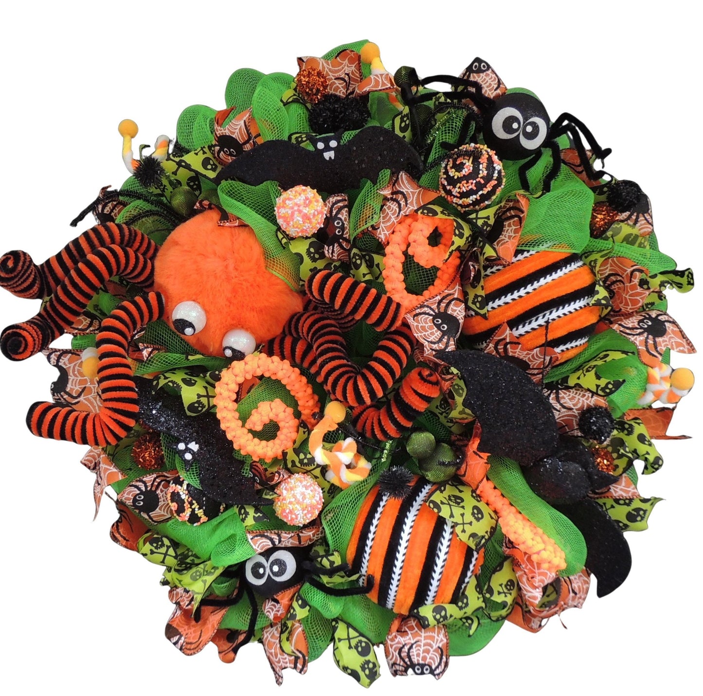 20" Halloween Wreath, Large Spider Wreath, Halloween Door Wreath, Spooky Halloween Decor, Front Door Wreath, Trick or Treat Decor