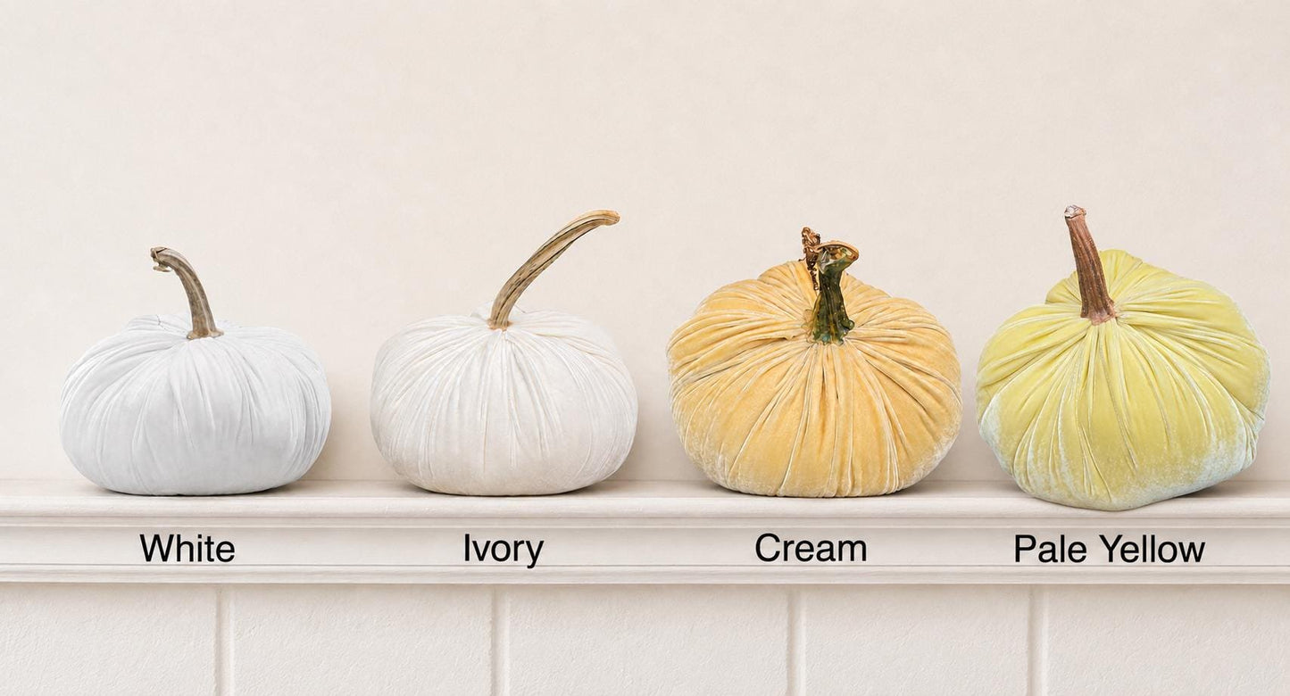 SET 3 MINI Harvest Brown Orange Green Silk Velvet Pumpkins, Cozy Home Decor, Fall Wedding, Thanksgiving,  Modern Decor,Luxury Autumn Table
