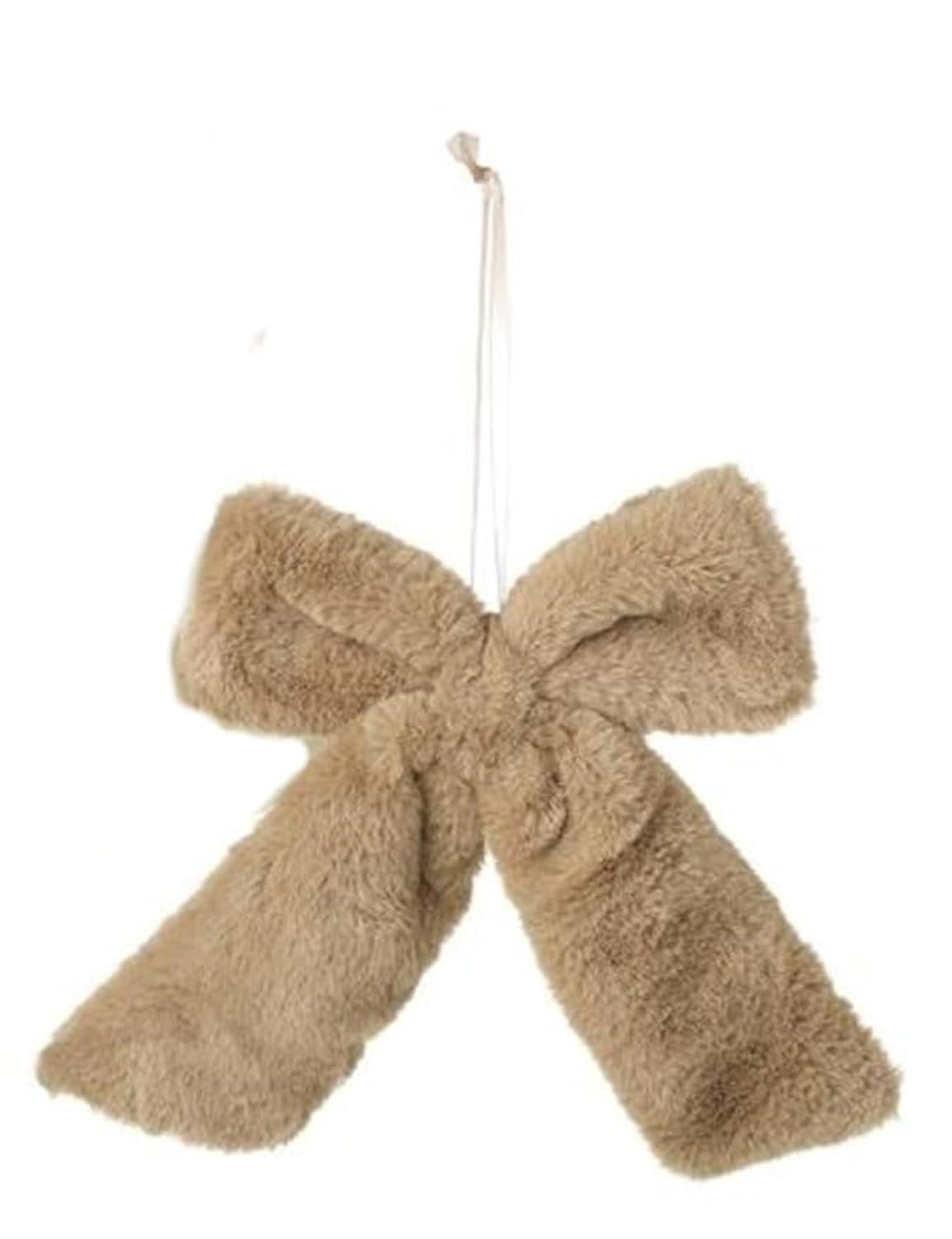 Large Fluffy Plush Hanging Bow Christmas Tree Ornament 20x25cm