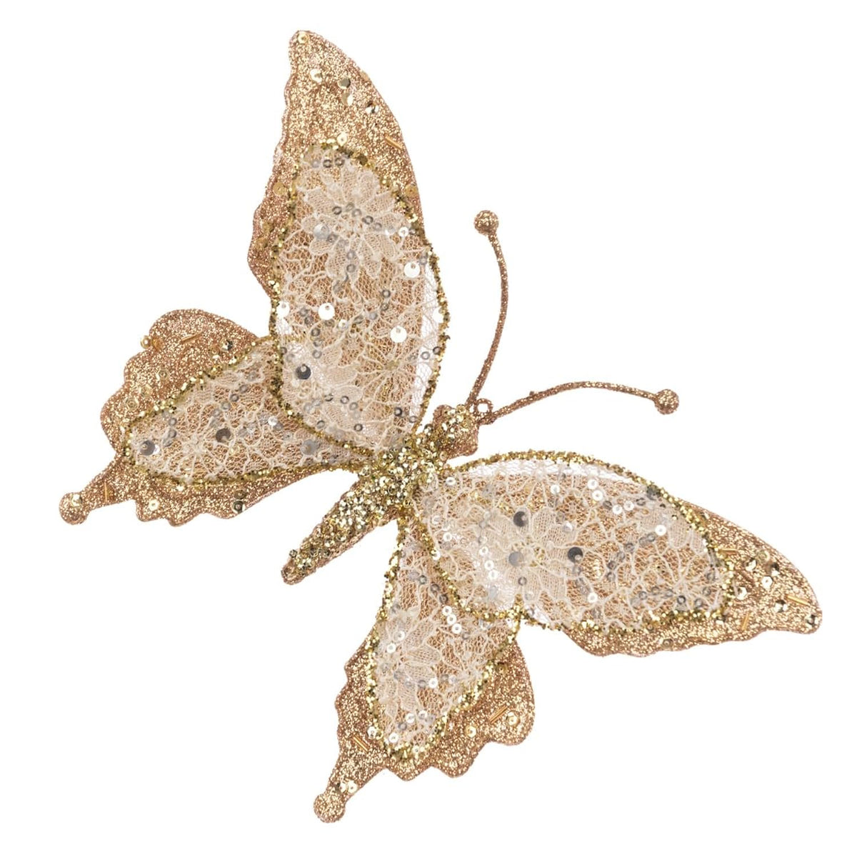 Large Glitter Crystal Lace Butterfly Tree Decoration Clip 25cm