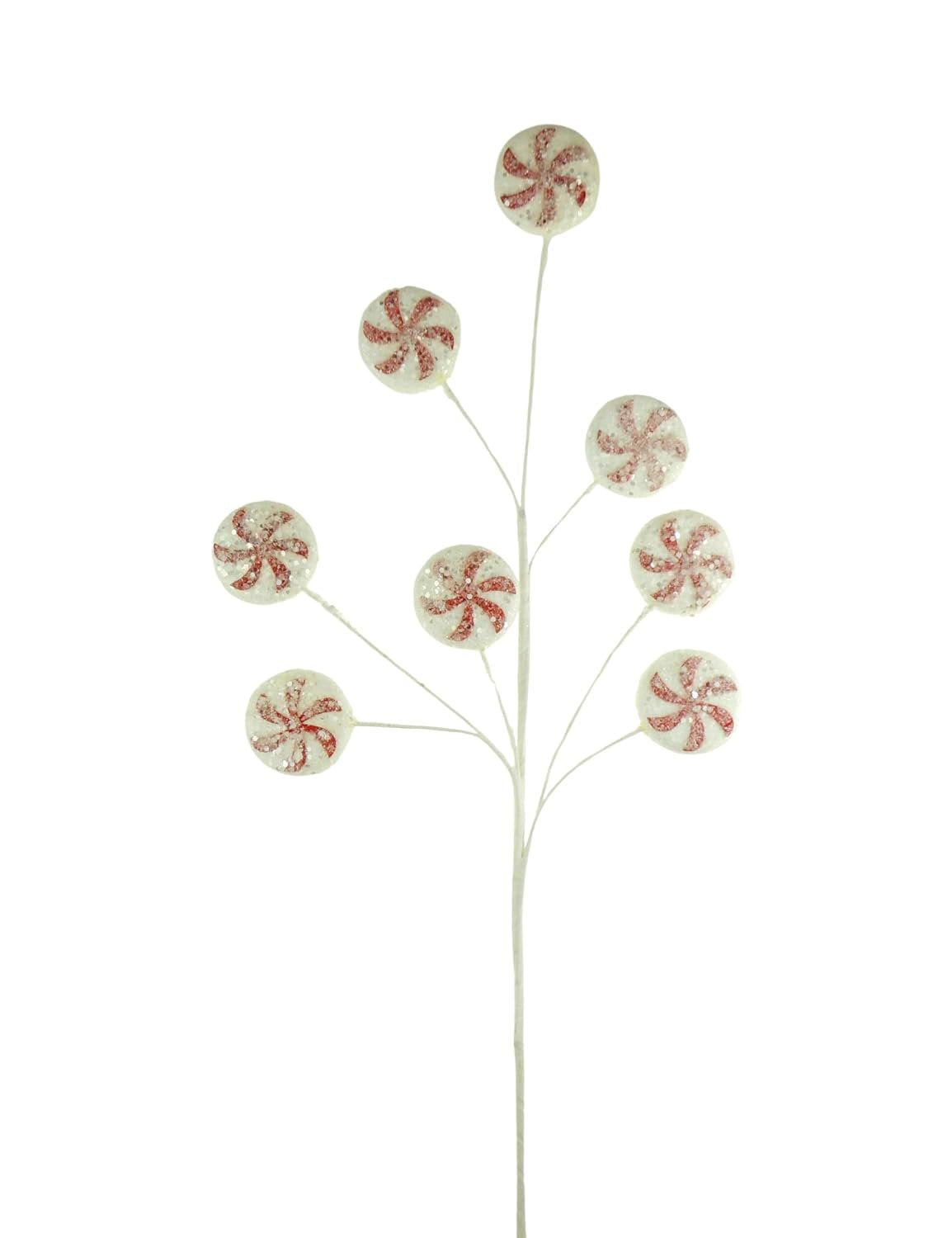 Frosted Peppermint Candy Christmas Tree Pick Decoration 66cm