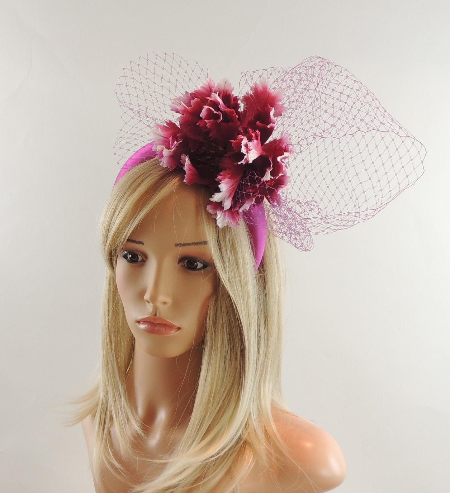 Plum Padded Headband,Purple Flower Alice Band, Mauve Rose Flower Headband,Magenta Tea Party Hat, Plum Wedding Hat,Plum Kentucky Derby Hat