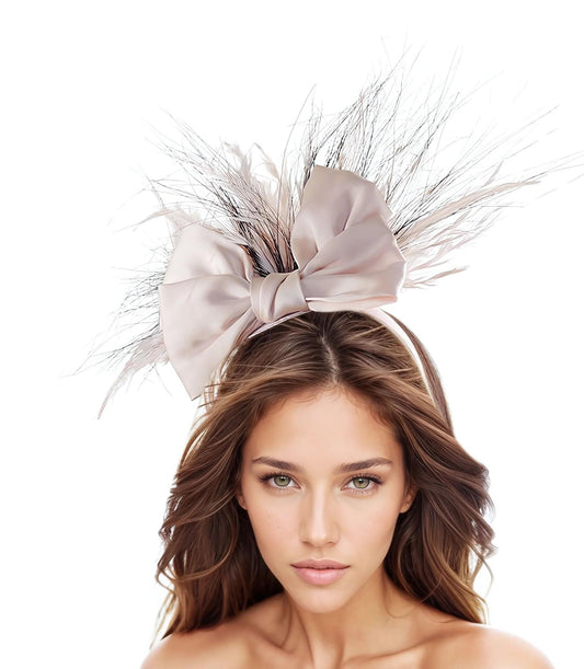 Baby Pink Bow Black Womens Kentucky Derby Royal Ascot Fascinator Hat Garden Party Wedding Headband Cocktail Headpiece Race Formal Ladies KY