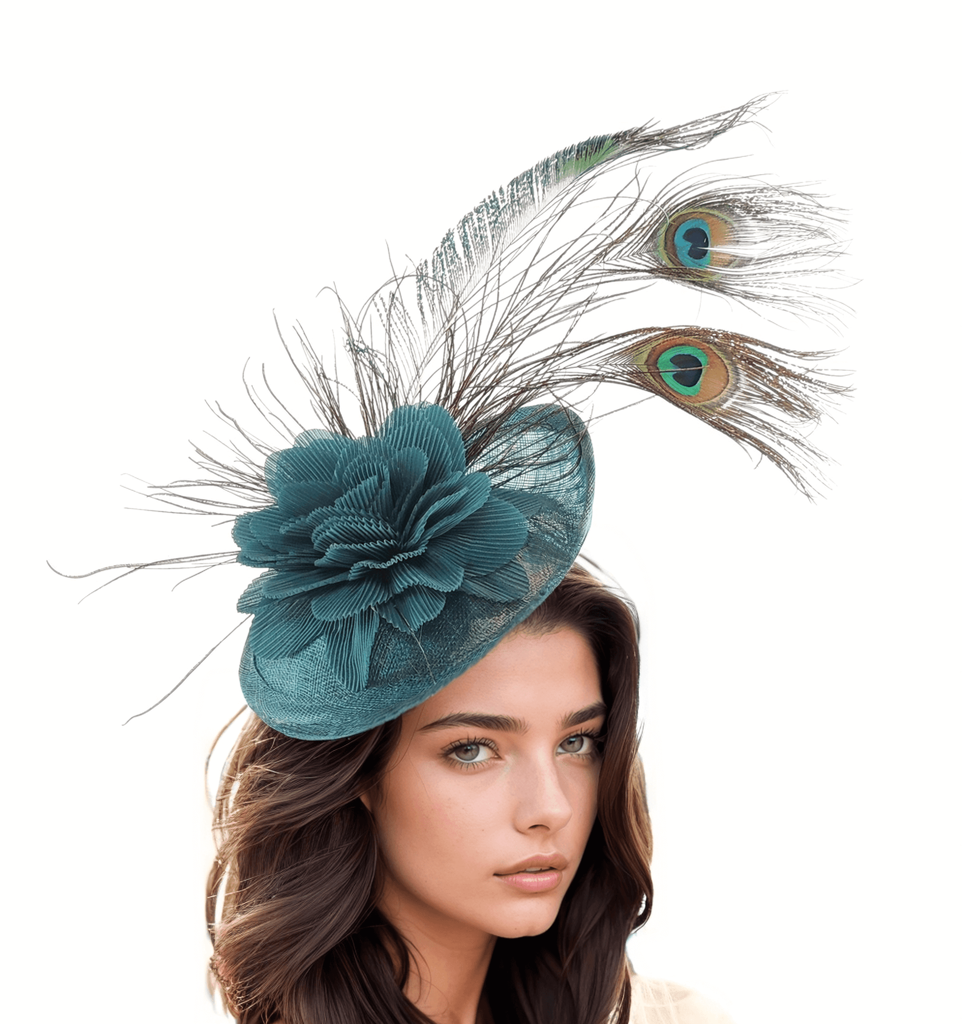 Teal top fascinator hat