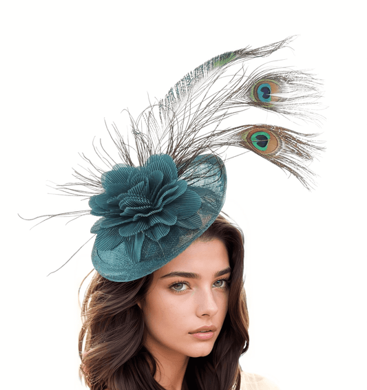 Gemma Teal Peacock Royal Ascot Fascinator Hat