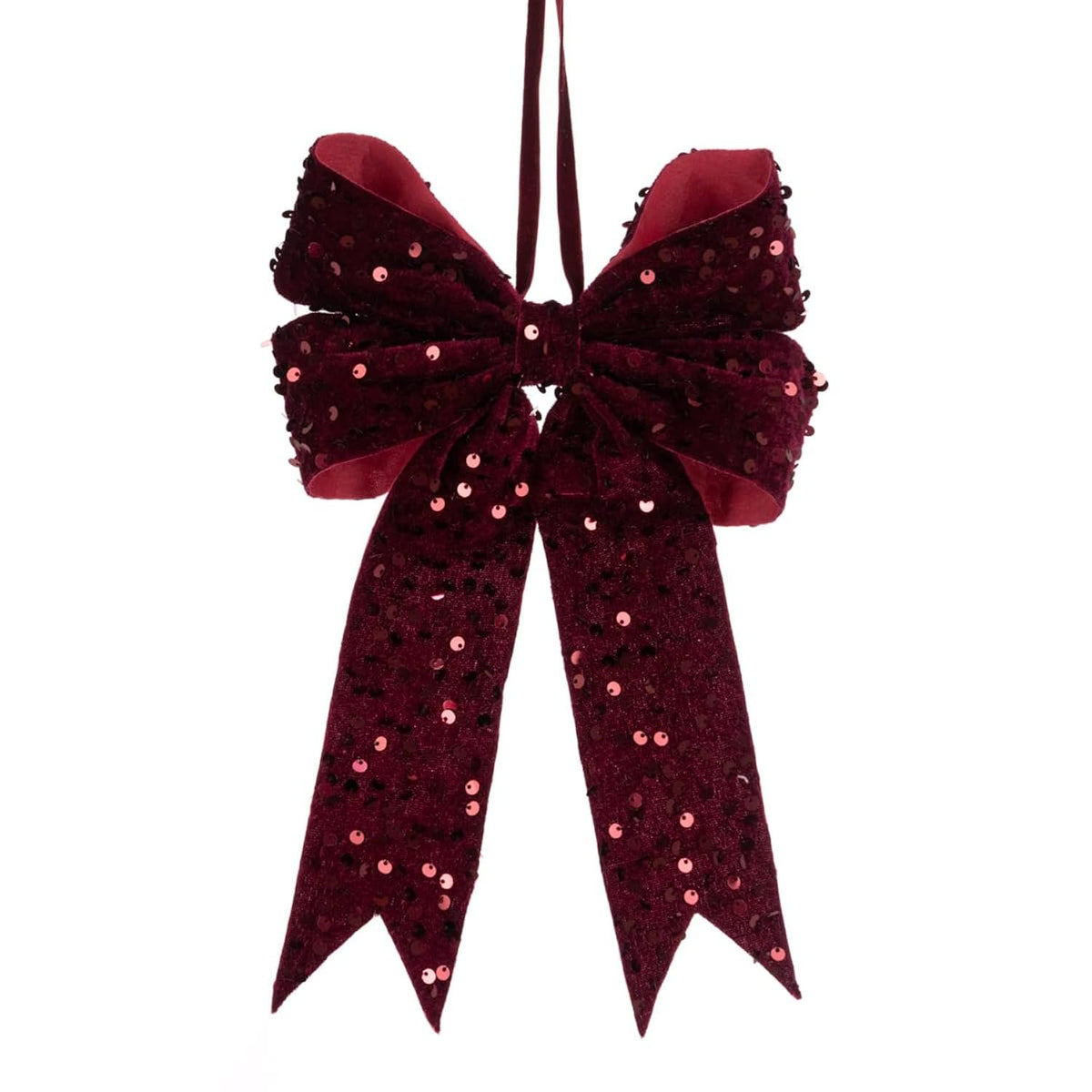Large Velvet Sequin Christmas Tree Topper Bow 30cm