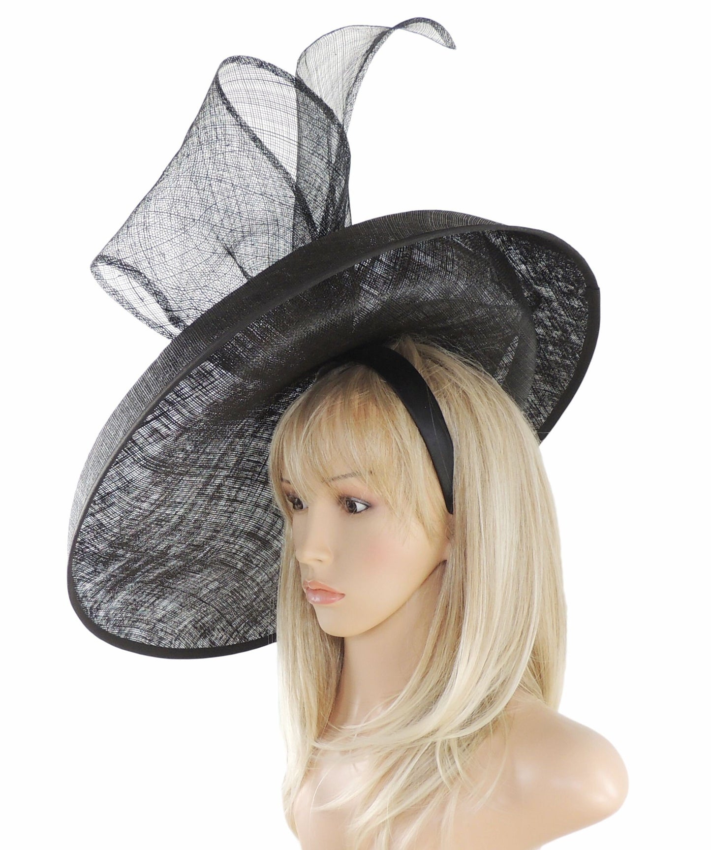 Black Statement Hatinator Kentucky Derby Fascinator Womens Ascot Headwear Ladies Day Hats Formal Occasion Feather Headpiece High Tea Party