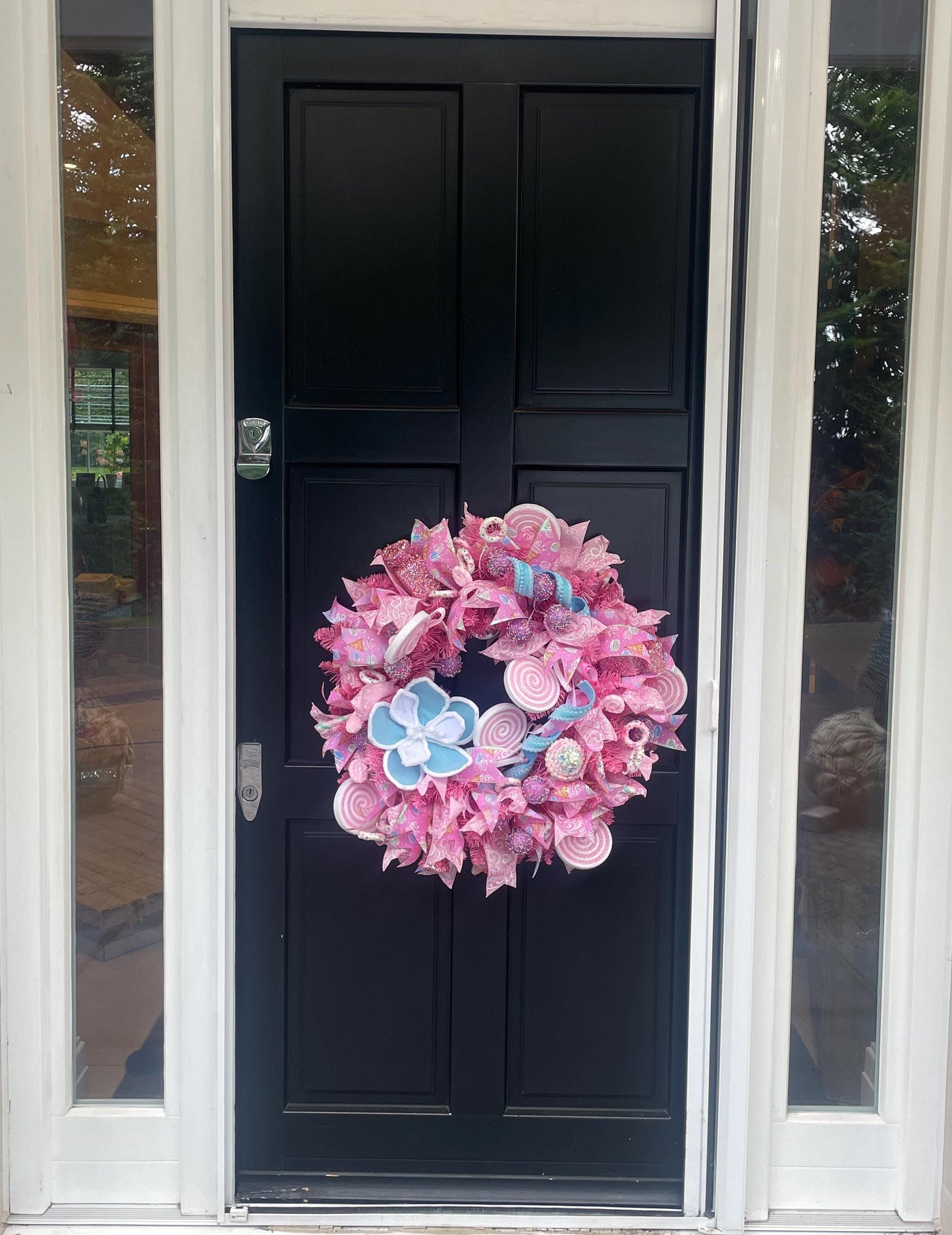 Luxury Candy Shop Pink Pastel Sweets Christmas Wreath Front Door Luxury Home Decorations Xmas Winter Mantle Decor Holiday Wreath Advent Swag