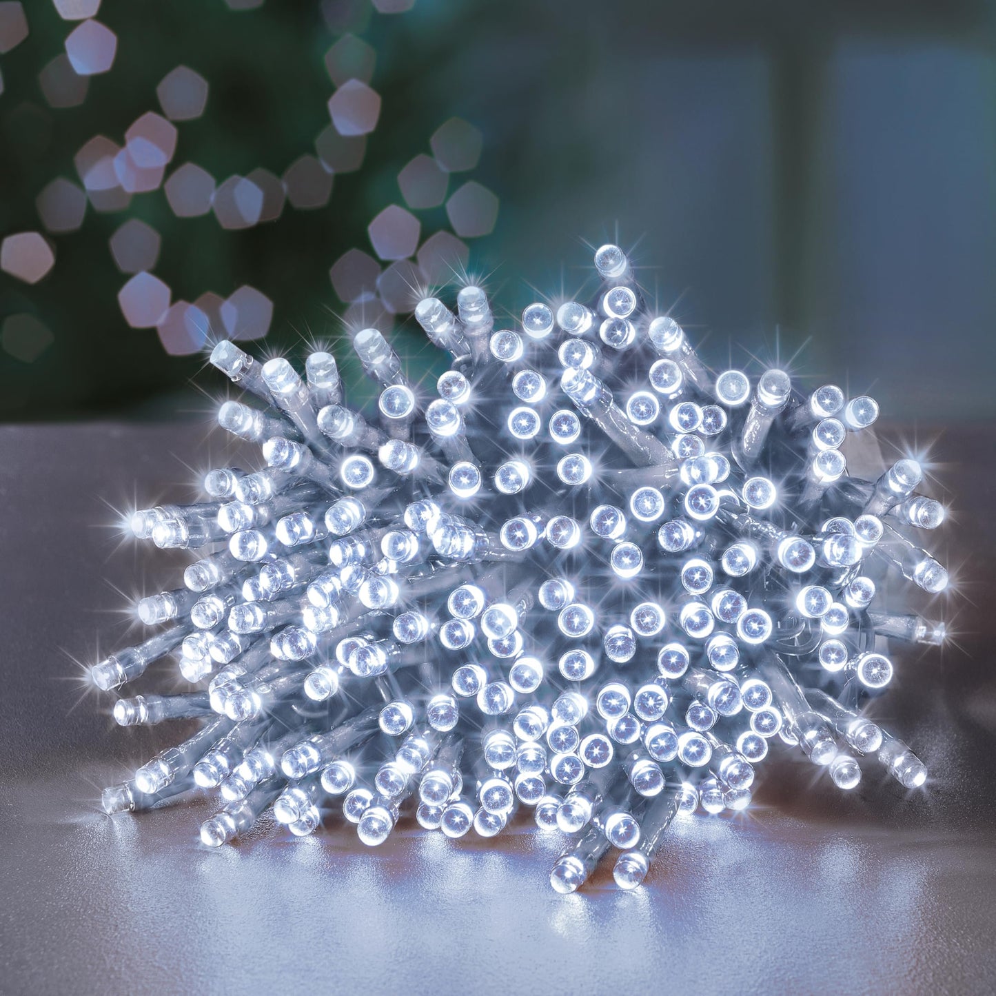 Premier 2000 Multi Action LED TreeBrights with Timer – White Christmas Lights – 50m Lit Length for Up to 10ft Trees Indoor and Outdoor