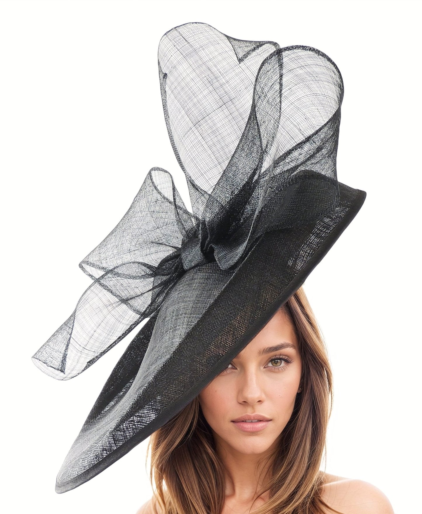 Black Statement Hatinator Kentucky Derby Fascinator Womens Ascot Headwear Ladies Day Hats Formal Occasion Feather Headpiece High Tea Party