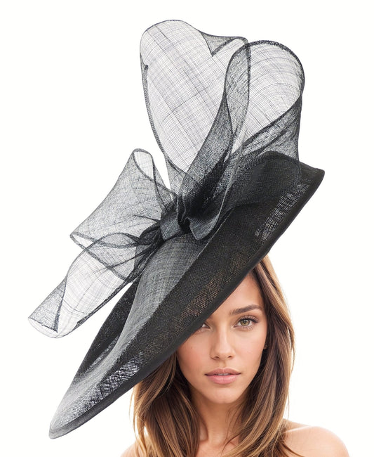 Black Statement Hatinator Kentucky Derby Fascinator Womens Ascot Headwear Ladies Day Hats Formal Occasion Feather Headpiece High Tea Party