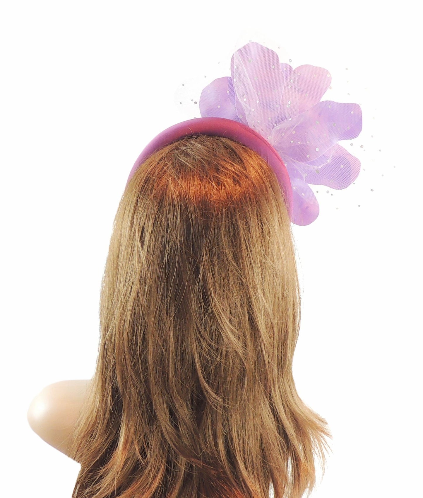 Lilac Lavender Plum Satin Padded Headband Fascinator Wide Puffy Crown Alice Band Derby Rose Flower Ascot Weddings Party Headpiece Church