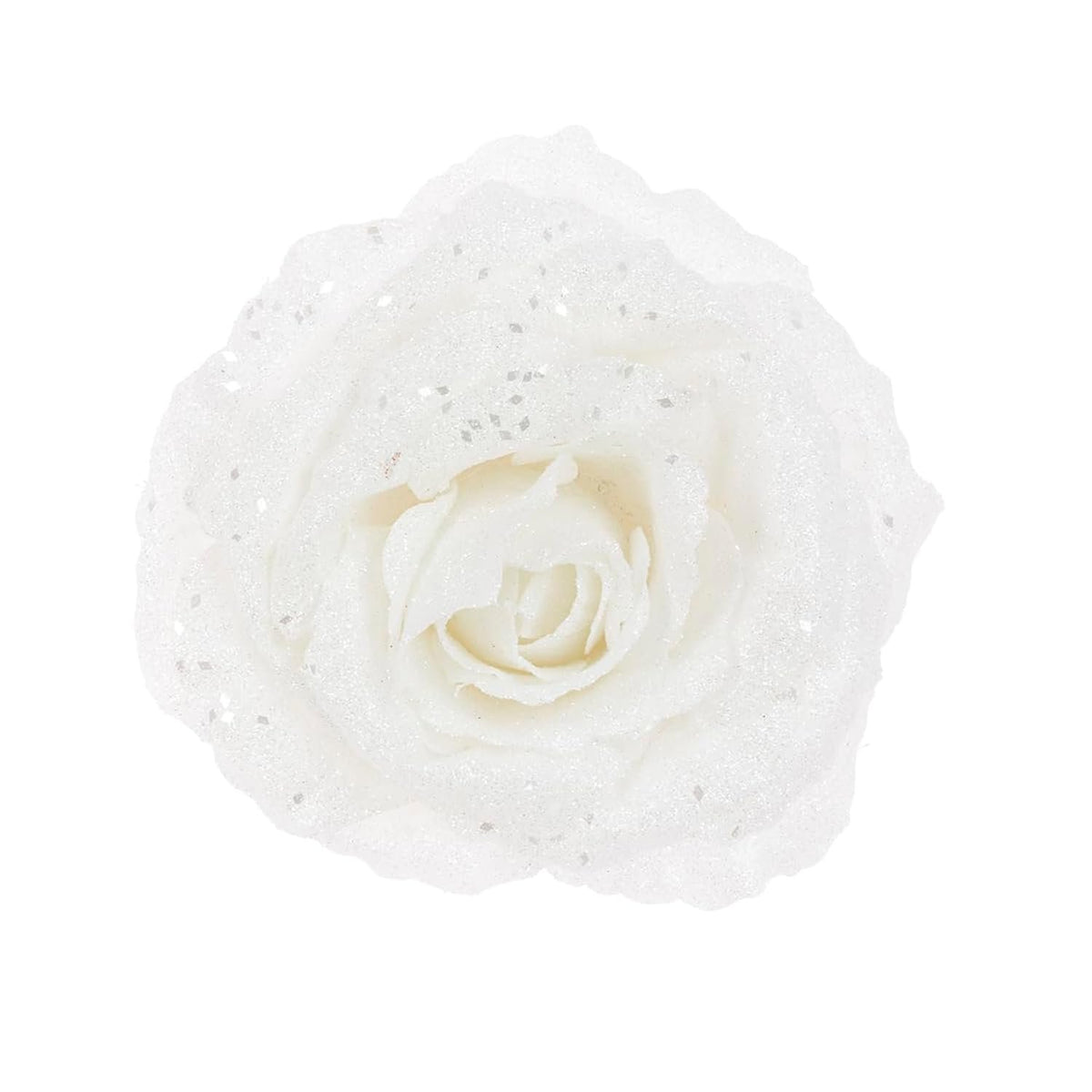 Very Large Glitter Rose Christmas Tree Clip Decoration