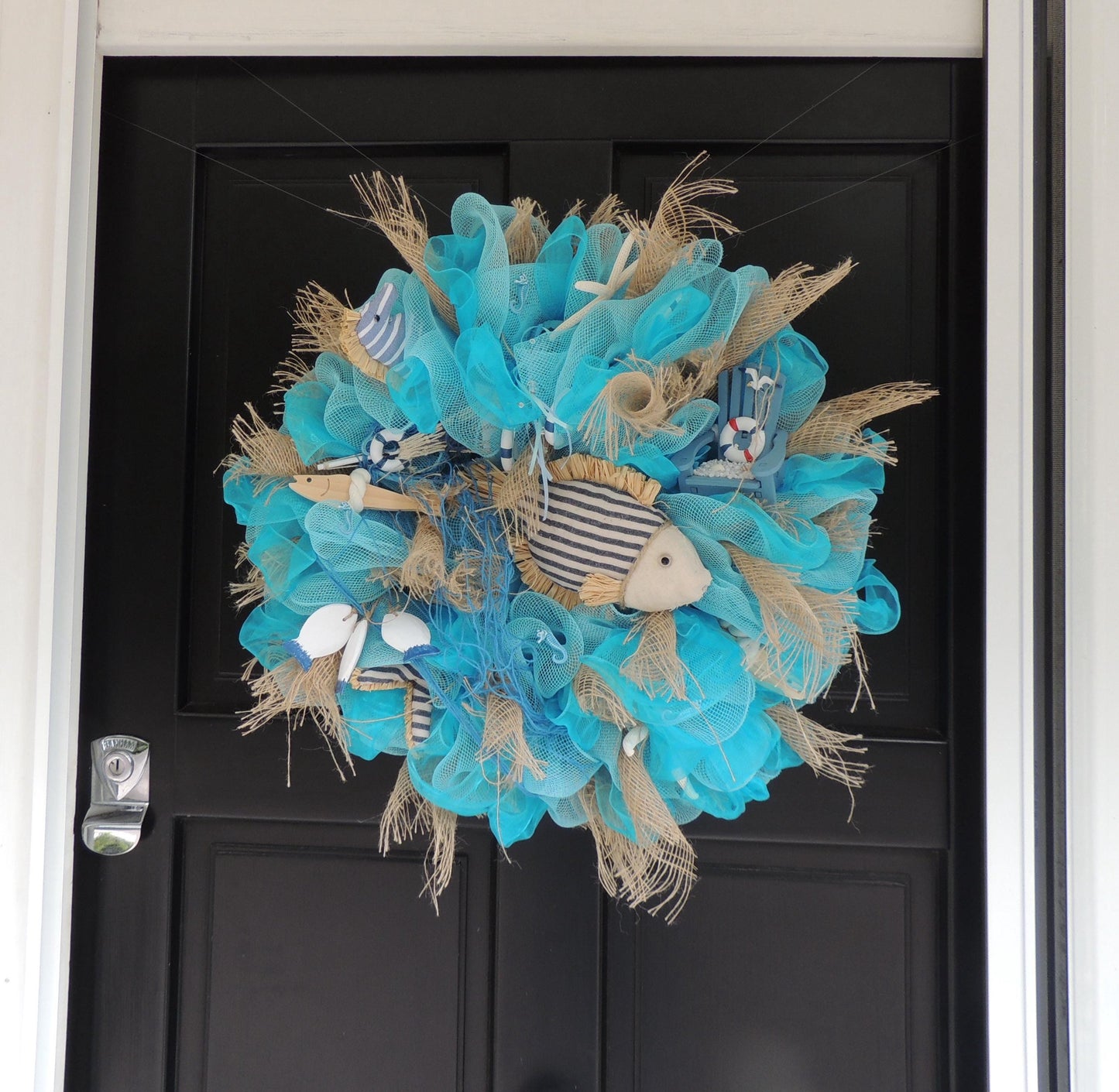 20" Coastal Wreath, Beach House Decor, Nautical Front Door Wreath, Ocean Decor, Lake House Wreath, Seaside Home Decor, Blue Wreath