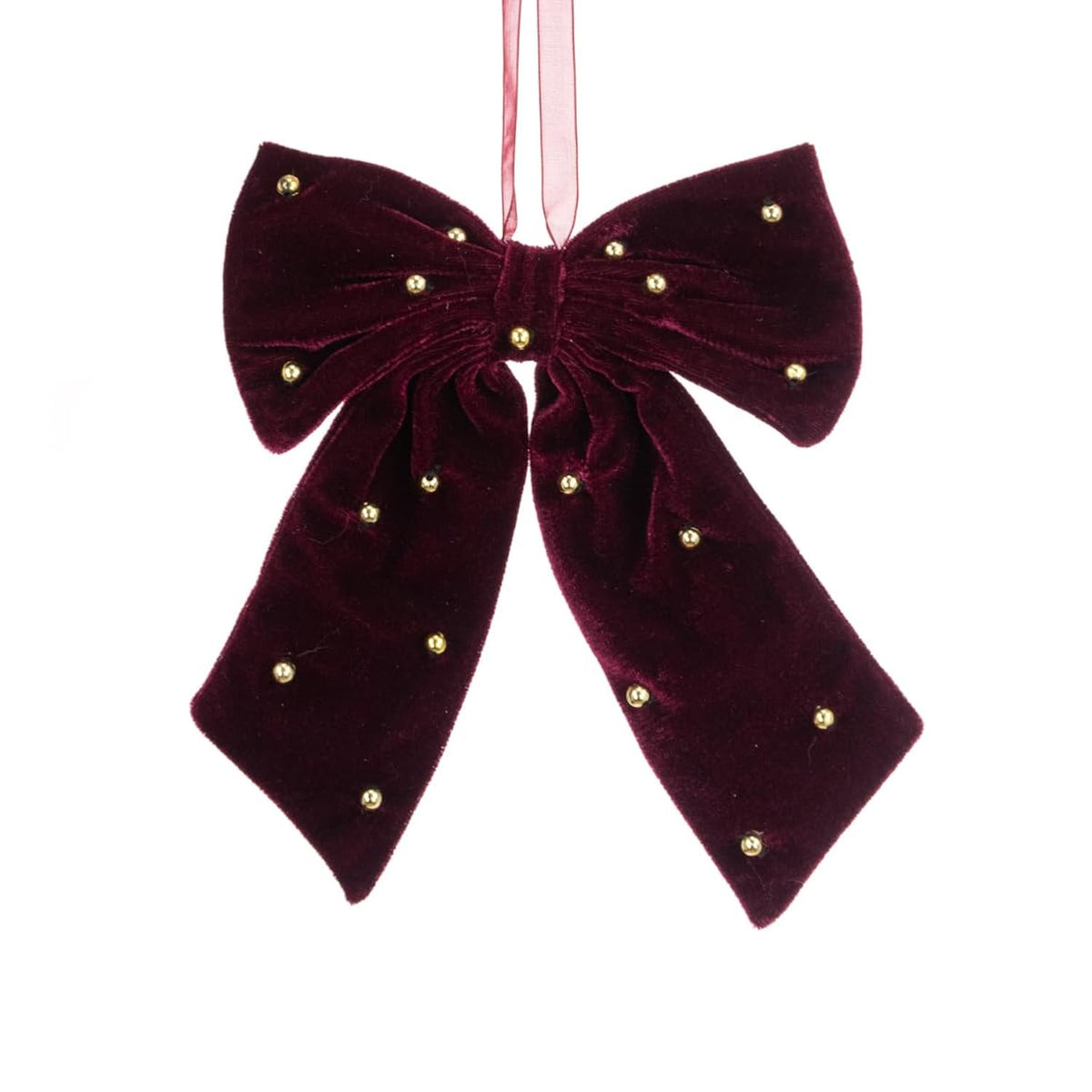 Plush Large Luxurious Hanging Gold Beaded Bow For Christmas Trees, Wreaths